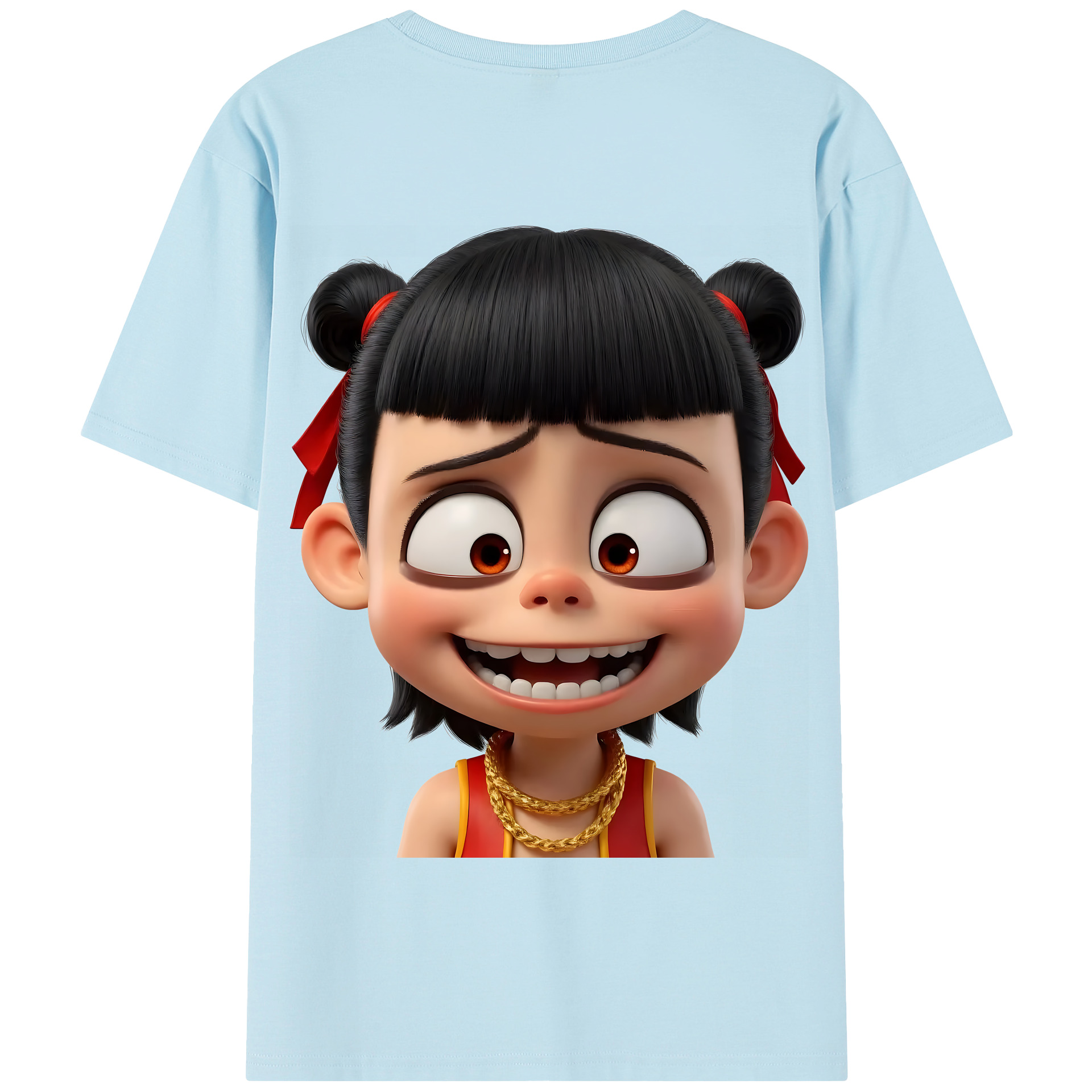 （画像用） Ne Zha 2 ナタ 魔童の大暴れ 綿100％半袖Tシャツ（背面プリント）
